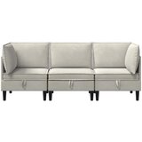  Set namještaja za dnevni boravak s jastukom 3 pcs Krem Baršun | shoptok.hr