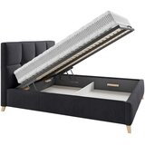 CARRYHOME OBLAZINJENA POSTELJA 160 cm x 200 cm , tekstil črna | Shoptok.si