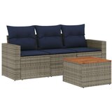  Vrtna garnitura - 4-dijelni set vrtnih sofa od poliratana s jastucima sivi - Siva 1 | shoptok.hr