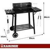 Kaminer vrtni roštilj na ugljen s ražnjem (rotisserie), poklopcem i policama 93x41x86 cm | Shoptok.si