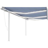  Tenda na ručno uvlačenje s LED svjetlom 6x3 m plavo-bijela | shoptok.hr