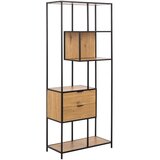 Actona Črn/v naravni barvi regal v hrastovem dekorju 77x185x35 cm Seaford – | Shoptok.si