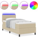 Box Spring Krevet s Madracem &amp LED Svjetlom Zeleno Sivo 100x200 cm Tkanina od Žoržeta | shoptok.hr
