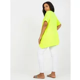 Fashion Hunters Fluo yellow viscose plus size tunic with short sleeves