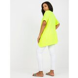Fashion Hunters Fluo yellow viscose plus size tunic with short sleeves Cene