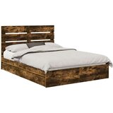  Postelja s shranjevanjem z vzglavjem Dimljeni oreh 160 x 200 cm, (5000105858) | Shoptok.si
