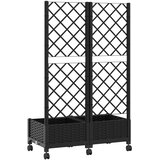  Vrtni saksija s rešetkom i kotačima Crna 80 x 40 x 131,5 cm PP | shoptok.hr
