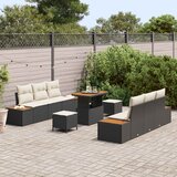  Sjedeća garnitura za vrt 9 kom. 8-Broj sjedala Crna i Krema 173 x 62 x 85 cm | shoptok.hr