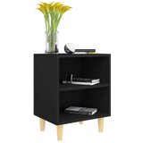  Nočna omarica s trdnimi lesenimi nogami črna 40x30x50 cm, (20624247) | Shoptok.si