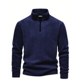 Dewberry 49143 Half Zipper Stand Collar Mens Fleece-NAVY Cene