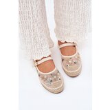 Boto Mesh Espadrilles With Embroidery On Platform Beige Laxisa | shoptok.hr