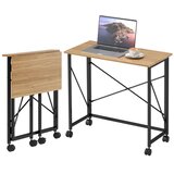 Nesta Zložljiva pisalna miza s kolesi, kompaktna računalniška miza 80 cm, prostorsko varčna, hrastova, za domačo pisarno, (5000494045) | Shoptok.si