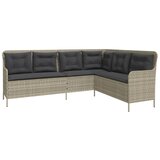  Vrtna L-sofa sa jastucima svjetlosiva od poliratana | shoptok.hr