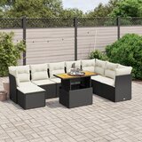 vidaXL 9-dijelni set vrtnih sofa s jastucima crni od poliratana | shoptok.hr