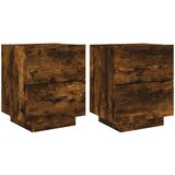  The Living Store Nočna omarica z LED lučkami 2 kosa dimljen hrast inženirski les - Nočna Omarica, (21453646) | Shoptok.si