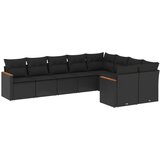 Maison Chic Seti vrtnega pohištva - Vrtna garnitura - Vrtni pohištvo set 9-delna z blazinami črn poli ratan, (21806198) | Shoptok.si