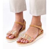  Brown Crochet Wedge Sandals Versala | shoptok.hr