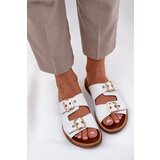 Zazoo Leather Flat Sandals With Buckles White 3020 | ePonuda.com