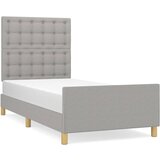 The Living Store Posteljni okvir z vzglavjem svetlo siv 90x200 cm blago - Posteljni Okvir Z Vzglavjem, (21503894) | Shoptok.si