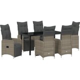 vidaXL 7-delni set vrtnega jedilnega pohištva z blazinami bež poli ratan, (22087684) | Shoptok.si