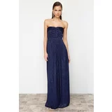 Trendyol Saks Straight Fitted Knitted Evening Dress & Graduation Dress