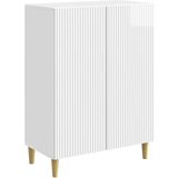  Strani šal Bela visok sijaj 66 x 34,5 x 90 cm Inženirski les, (5000233800) | Shoptok.si