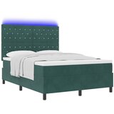 vidaXL Box Spring postelja z vzmetnico in LED temno zelena 140x190 cm žamet, (22050893) | Shoptok.si