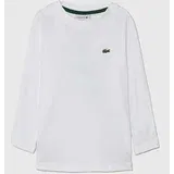 Lacoste Otroška bombažna majica z dolgimi rokavi bela barva