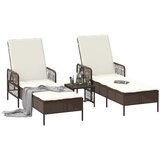  Ležaljka 3 pcs Smeđa i krem bijela 200 x 55 x 92 cm poliratan | Eponuda.ba