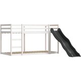 Krevet na kat s toboganom i zavjesama bijelo-crni 90 x 190 cm | Eponuda.com