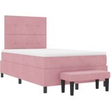 Box Spring Krevet s Madracem &amp Klupom Ružičasta 120x200 cm Velur | shoptok.hr