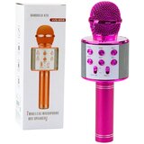  Brezžični karaoke mikrofon z Bluetooth zvočnikom roza | Shoptok.si