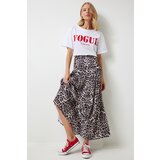  Women's Black Beige Leopard Patterned Flounce Summer Poplin Skirt | shoptok.hr