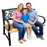 Vrtna klupa za park, terasu, metalna, drvena, za 2 osobe, 118 cm | shoptok.hr