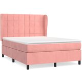 vidaXL Box spring postelja z vzmetnico roza 140x190 cm žamet | Shoptok.si