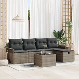 vidaXL 6-delna vrtna sedežna garnitura z blazinami siva Poli Rattan | Shoptok.si