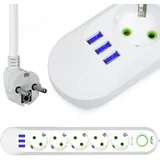 Električni razdelilec 5 vtičnic 230V 3x USB polnilec 3A bel 5m, (20385870)