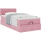 vidaXL Otomanski posteljni okvir z vzmetnico roza 100x200 cm žamet | Shoptok.si