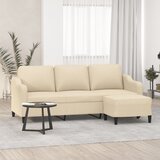 vidaXL Kavč trosed s stolčkom za noge krem 180 cm blago | Shoptok.si