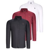 Dewberry TRIPLE SET G725 MEN'S SHIRT-BLACK-WHITE-BURGUNDY Cijene