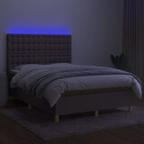 Krevet box spring s madracem LED smeđesivi 140x200 cm tkanina | Eponuda.com