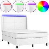  Krevet box spring s madracem LED bijeli 140x190 cm umjetna koža | shoptok.hr