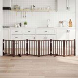 vidaXL Ograda za pse z vrati zložljiva 6panelov rjava 300cm topolovina | Shoptok.si