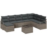 vidaXL 8-dijelni set vrtne sofe s jastucima crni poli ratan, 2-sjedalna vrtna sofa s jastucima sivi poli ratan Cijene