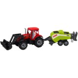 Traktor za igru sa utovarivačem i poljoprivrednom balirkom - crveno/zeleni | Shoptok.si