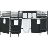  Krevet na kat za djecu s zavjesama Crna 107 x 200 cm | shoptok.hr