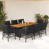  The Living Store Vrtna jedilna garnitura 9-delna z blazinami črn poli ratan - Vrtna Jedilna Garnitura, (21477528) | Shoptok.si