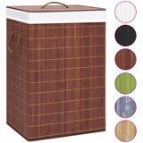  Košara za rublje od bambusa s 2 odjeljka smeđa 72 L | shoptok.hr