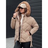 DStreet Kurtka damska zimowa LESISI pikowana z kapturem beżowa | Shoptok.si
