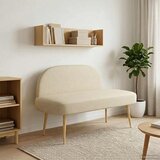  Oblikovana klupa s naslonjačem Krem 110 x 60 x 76 cm Poliester | shoptok.hr